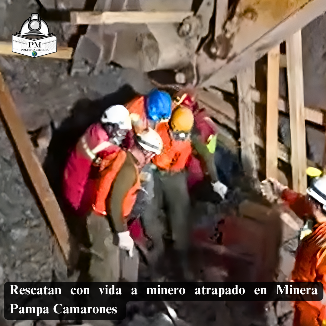 Rescatan con vida a minero atrapado en Minera Pampa Camarones 